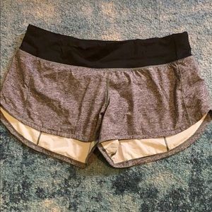 Lululemon Grey and Black Speed up shorts size 6